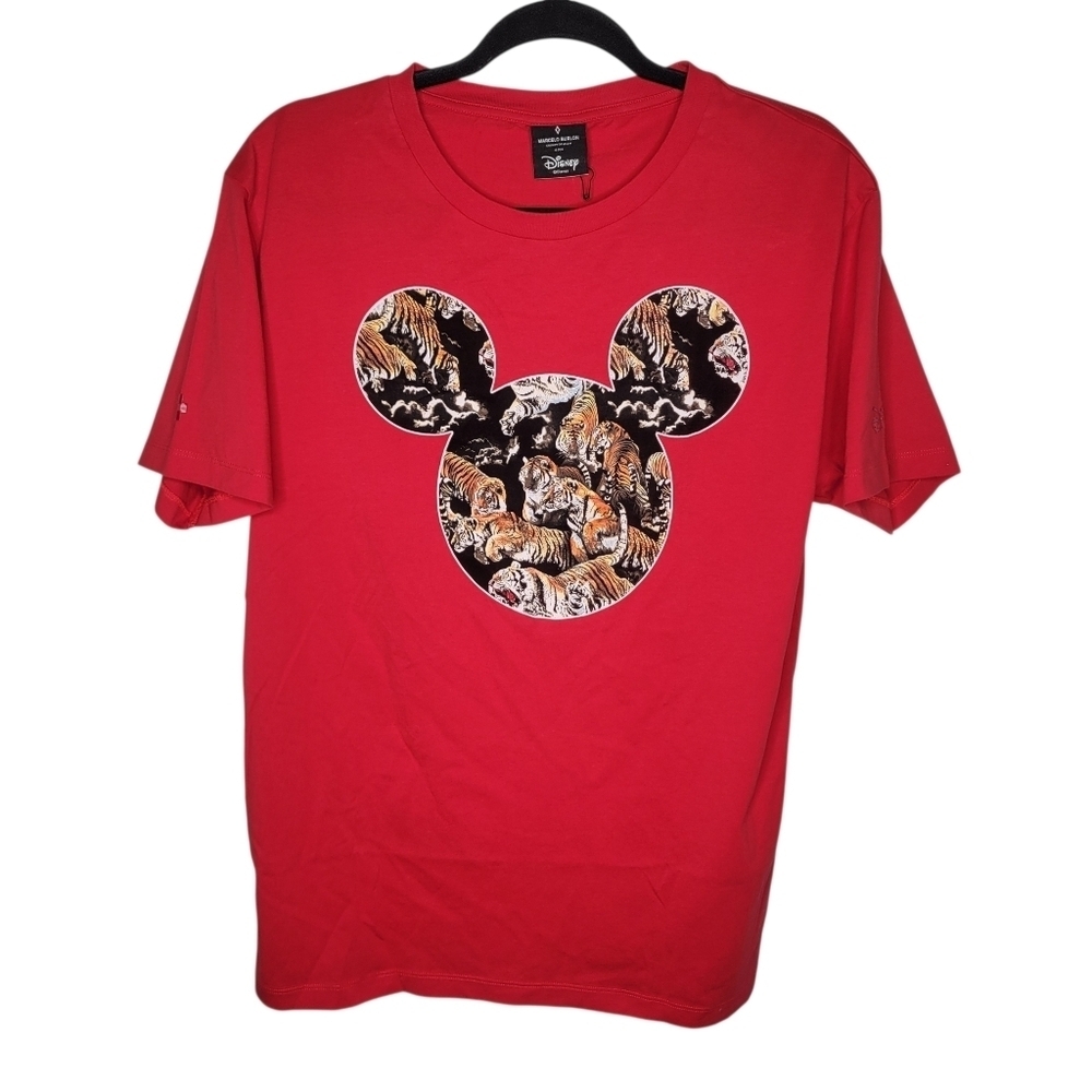 Disney Mickey Mouse Marcelo Burlon County Of Milan T-Shirt Size Medium In Red
